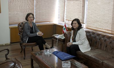 Minister Riachi receives the President of the Basil Fuleihan Financial Institute, Mrs. Lamia Al-Moubayed