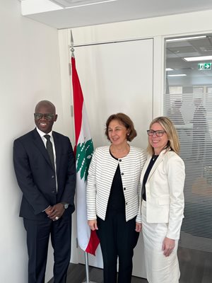 A meeting including Minister Riachi with a delegation from the World Bank